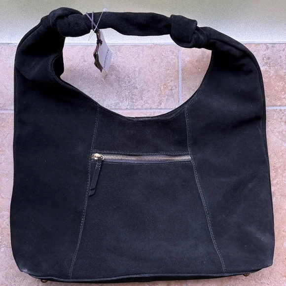 Marietta Knot Hobo 2.0 Bag American Leather Co. Black Suede Leather Corner Scuff - Picture 11 of 15